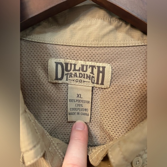 Duluth Trading Shirt Mens XL Tan Dry On The Fly Hybrid Hiking Snap - Picture 7 of 8